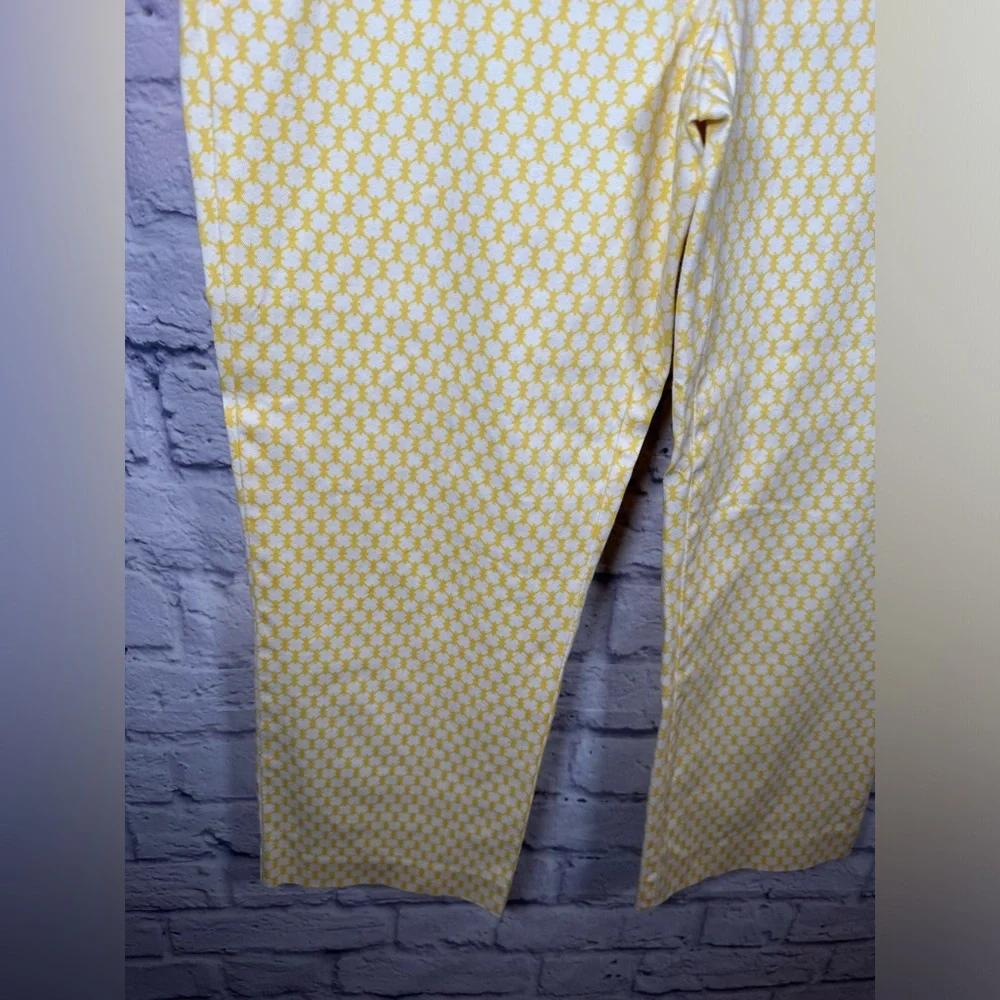 J. Crew Yellow White City‎ Fit Stretch Cropped Pant Womens size 6